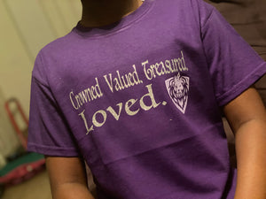 Kids "Crowned. Valued. Treasured. Loved." T-Shirt